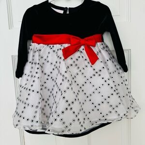 Bonnie Baby Black and White Formal Dress with Red Bow